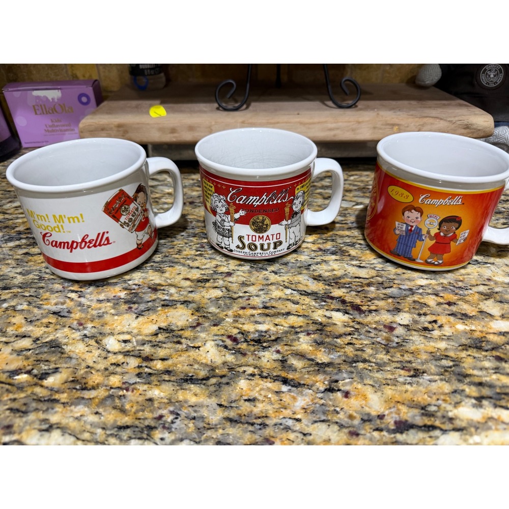 Vintage Campbells Soup Mug Set of 3 Campbell Kids Tomato Soup Ceramic Crocks